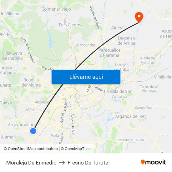 Moraleja De Enmedio to Fresno De Torote map