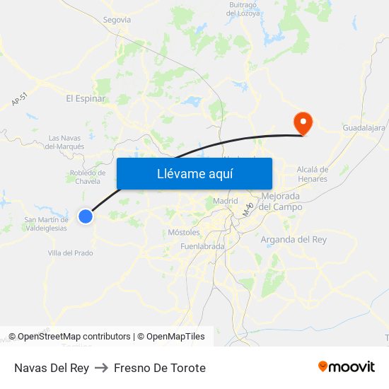 Navas Del Rey to Fresno De Torote map