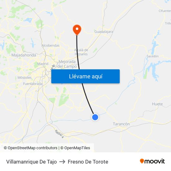 Villamanrique De Tajo to Fresno De Torote map