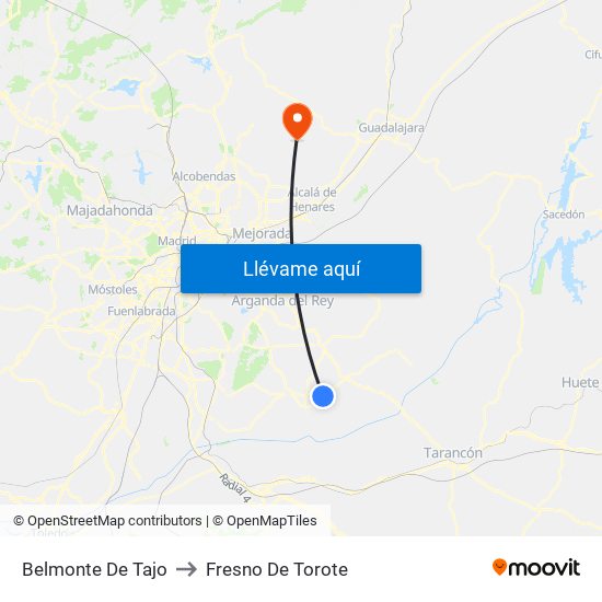Belmonte De Tajo to Fresno De Torote map