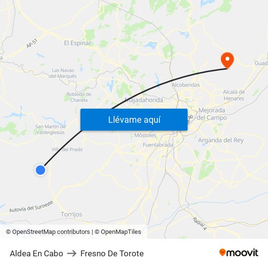 Aldea En Cabo to Fresno De Torote map