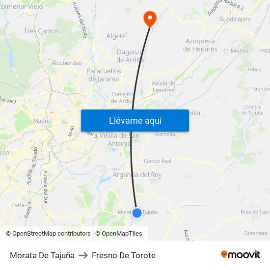 Morata De Tajuña to Fresno De Torote map