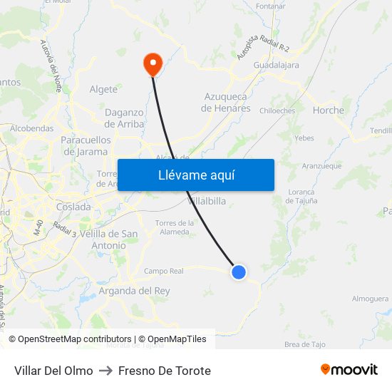 Villar Del Olmo to Fresno De Torote map