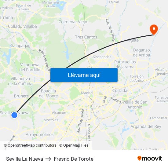Sevilla La Nueva to Fresno De Torote map