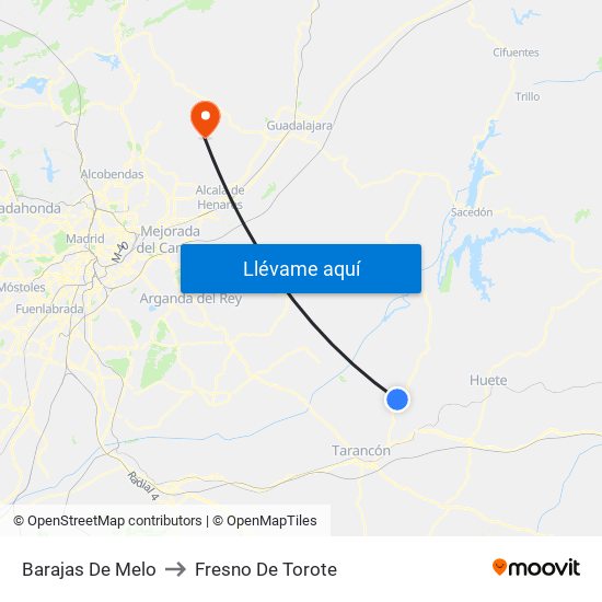 Barajas De Melo to Fresno De Torote map