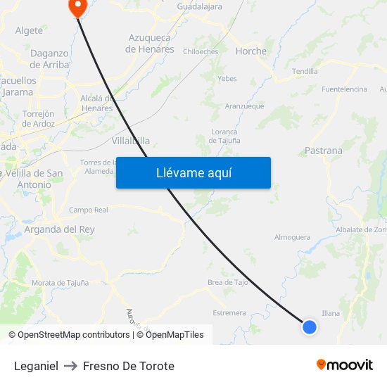 Leganiel to Fresno De Torote map