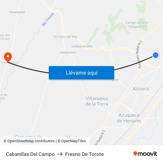 Cabanillas Del Campo to Fresno De Torote map