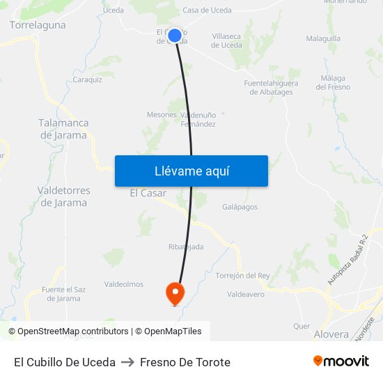 El Cubillo De Uceda to Fresno De Torote map