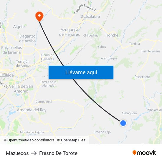 Mazuecos to Fresno De Torote map