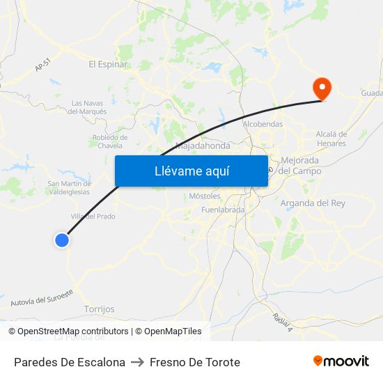 Paredes De Escalona to Fresno De Torote map