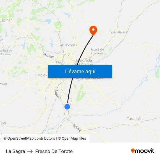 La Sagra to Fresno De Torote map