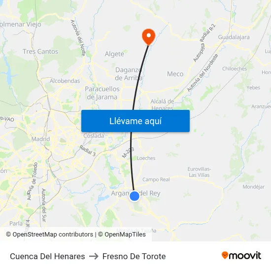 Cuenca Del Henares to Fresno De Torote map