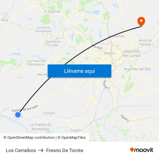 Los Cerralbos to Fresno De Torote map