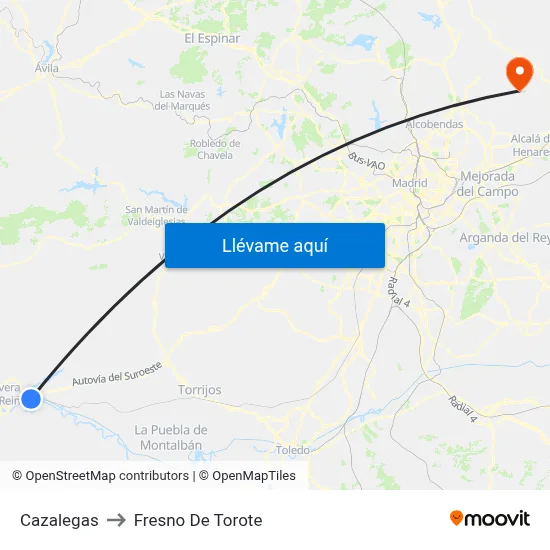 Cazalegas to Fresno De Torote map