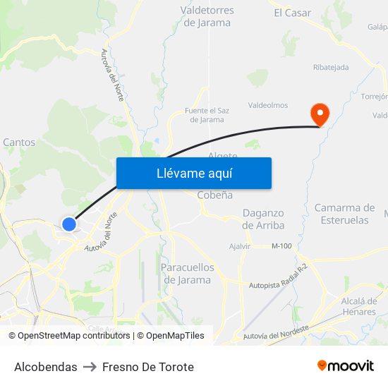 Alcobendas to Fresno De Torote map