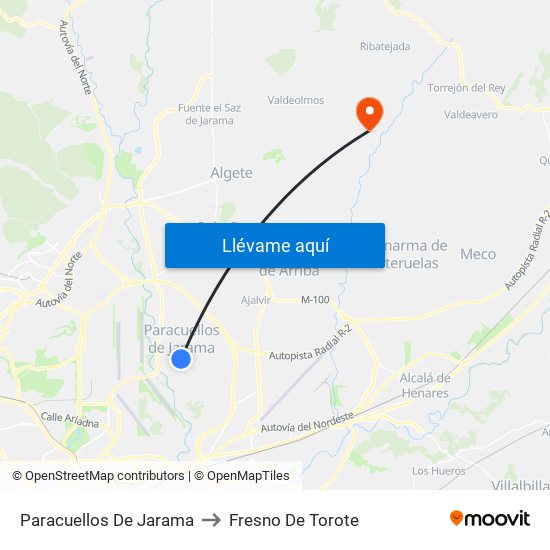 Paracuellos De Jarama to Fresno De Torote map