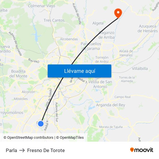 Parla to Fresno De Torote map