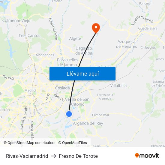 Rivas-Vaciamadrid to Fresno De Torote map