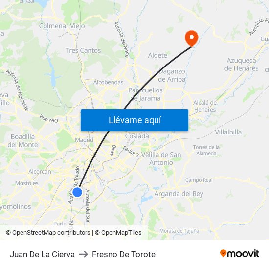 Juan De La Cierva to Fresno De Torote map