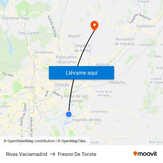 Rivas Vaciamadrid to Fresno De Torote map