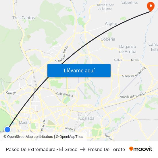 Paseo De Extremadura - El Greco to Fresno De Torote map