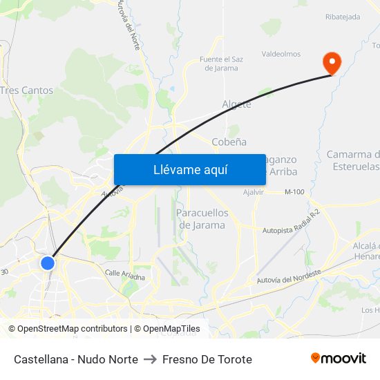 Castellana - Nudo Norte to Fresno De Torote map