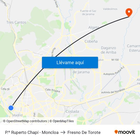 P.º Ruperto Chapí - Moncloa to Fresno De Torote map