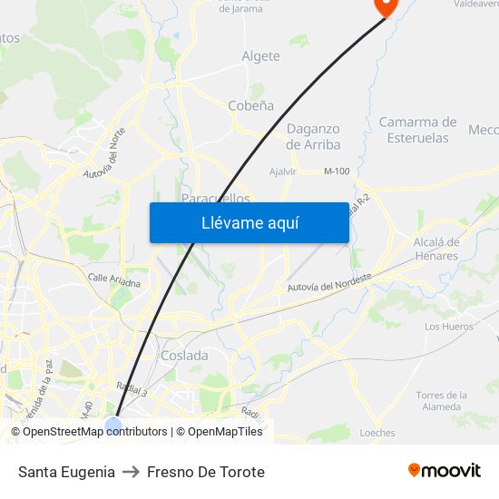 Santa Eugenia to Fresno De Torote map