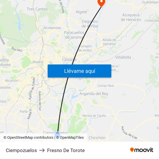 Ciempozuelos to Fresno De Torote map