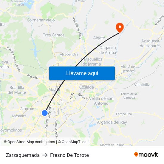 Zarzaquemada to Fresno De Torote map