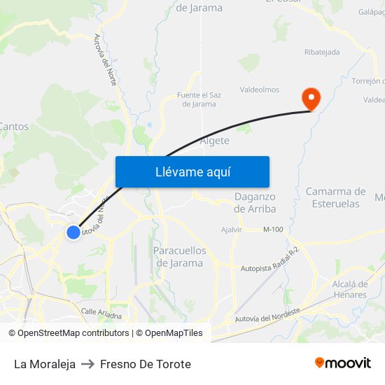 La Moraleja to Fresno De Torote map