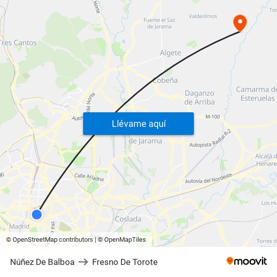 Núñez De Balboa to Fresno De Torote map