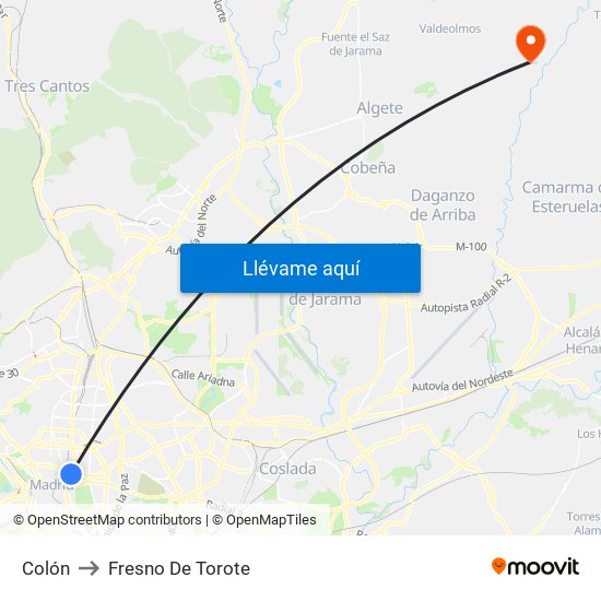 Colón to Fresno De Torote map