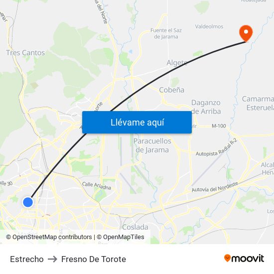 Estrecho to Fresno De Torote map