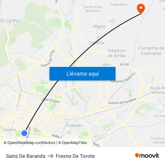 Sainz De Baranda to Fresno De Torote map