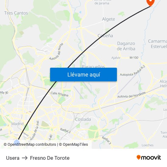 Usera to Fresno De Torote map