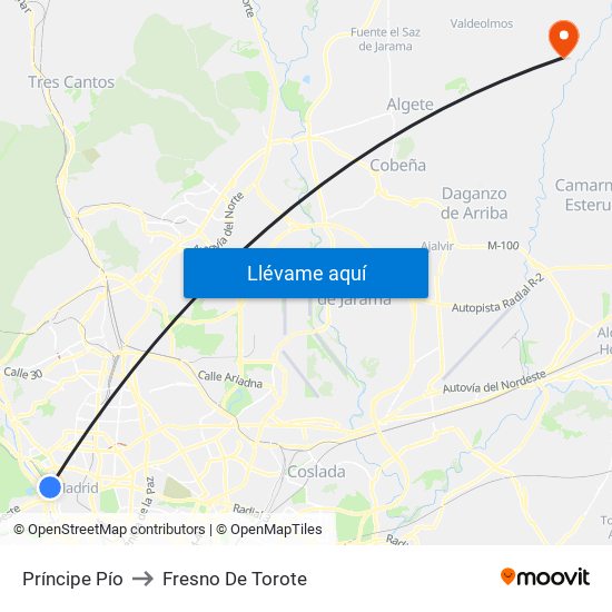 Príncipe Pío to Fresno De Torote map