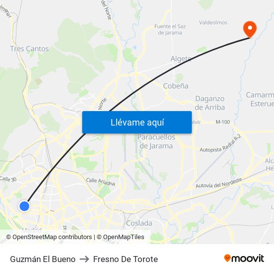Guzmán El Bueno to Fresno De Torote map