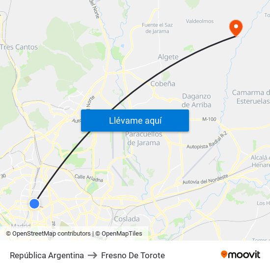 República Argentina to Fresno De Torote map