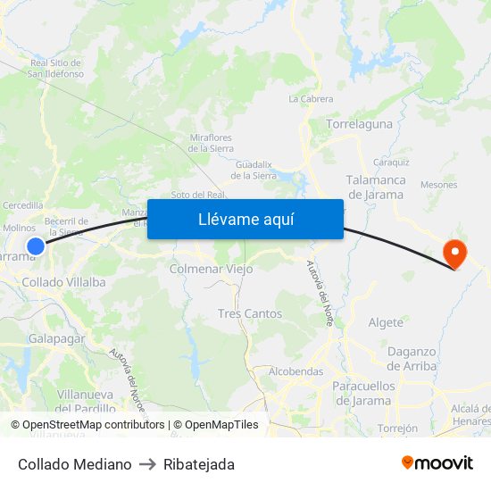 Collado Mediano to Ribatejada map