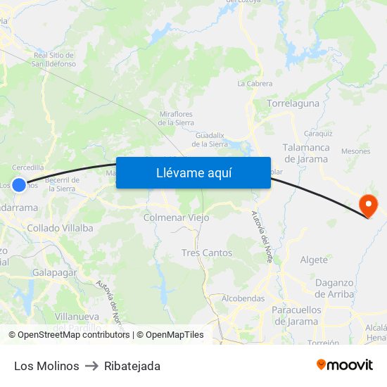 Los Molinos to Ribatejada map
