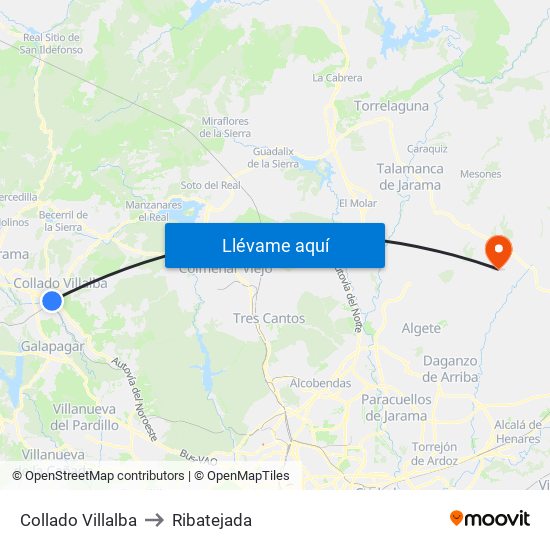 Collado Villalba to Ribatejada map