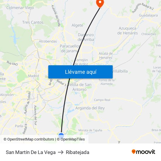 San Martín De La Vega to Ribatejada map