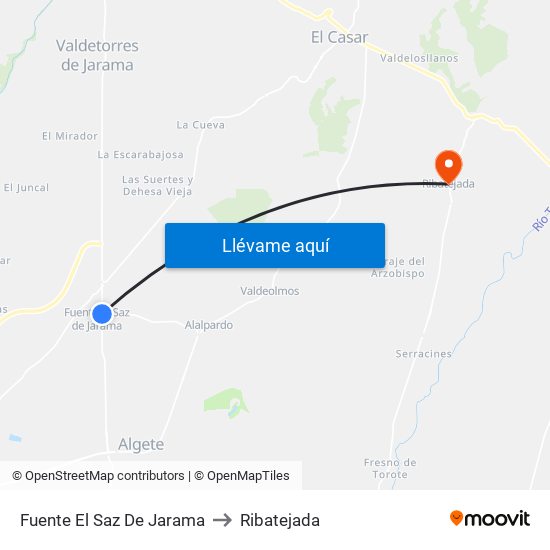 Fuente El Saz De Jarama to Ribatejada map