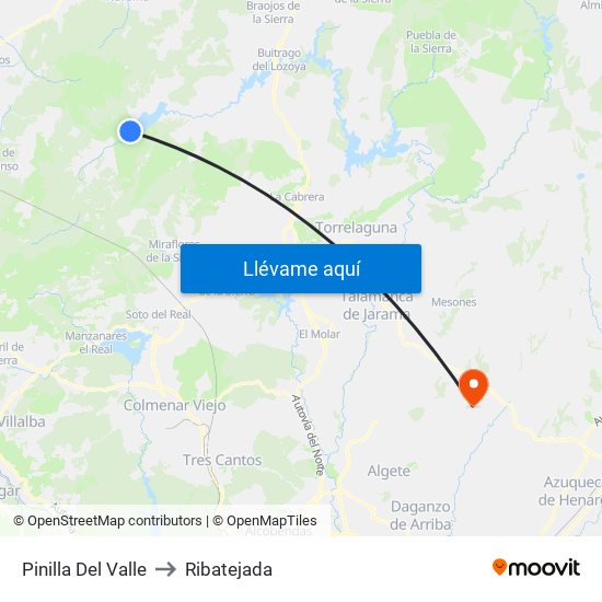 Pinilla Del Valle to Ribatejada map