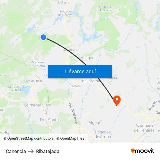 Canencia to Ribatejada map
