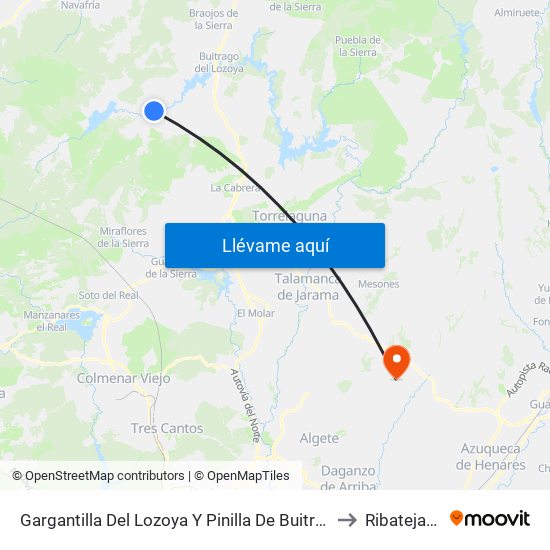 Gargantilla Del Lozoya Y Pinilla De Buitrago to Ribatejada map