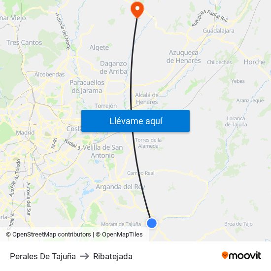 Perales De Tajuña to Ribatejada map