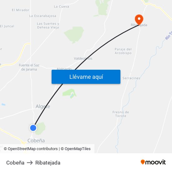 Cobeña to Ribatejada map