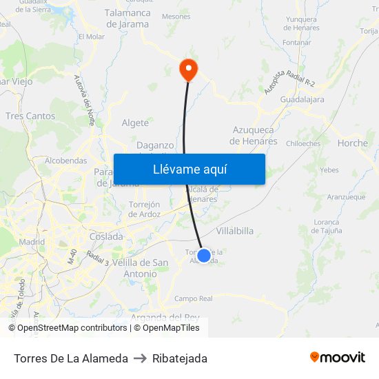 Torres De La Alameda to Ribatejada map